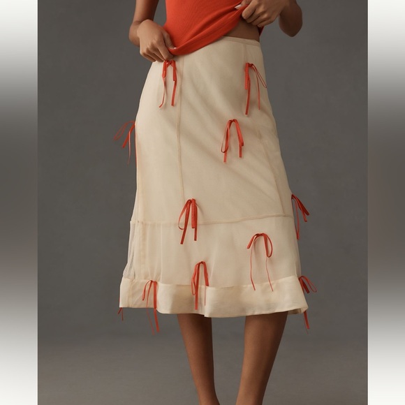 Maeve Ribbon Pencil Midi Skirt - Picture 2 of 13